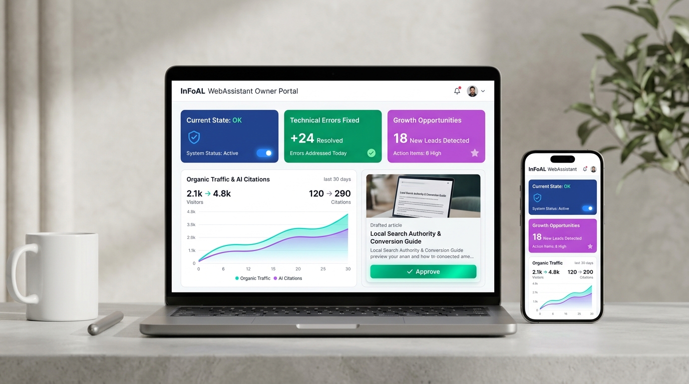 Portal del Propietario de InFoAL WebAssistant en portátil y móvil