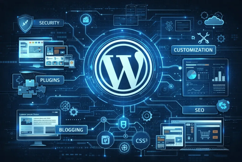 Infografía digital interactiva sobre WordPress y SEO