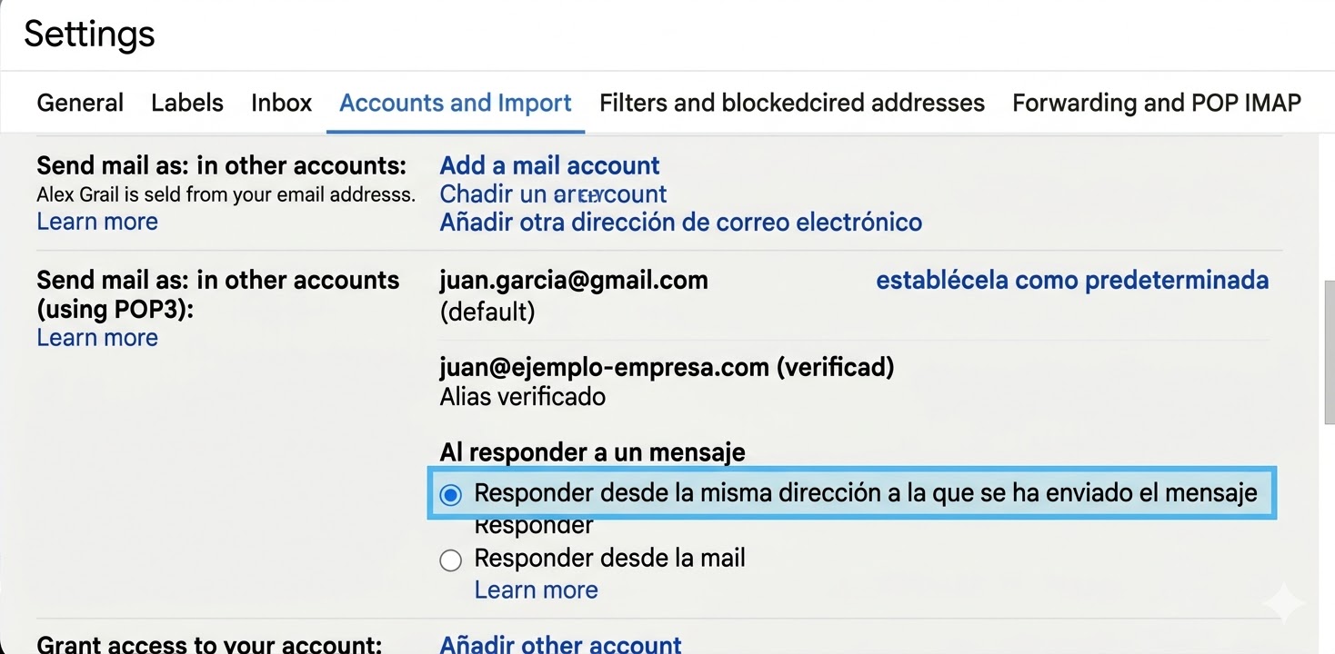 Configuración de respuesta predeterminada